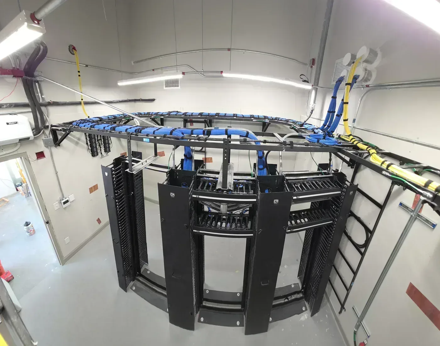 Medical Imaging Center TDR server room buildout with racks and patch panels