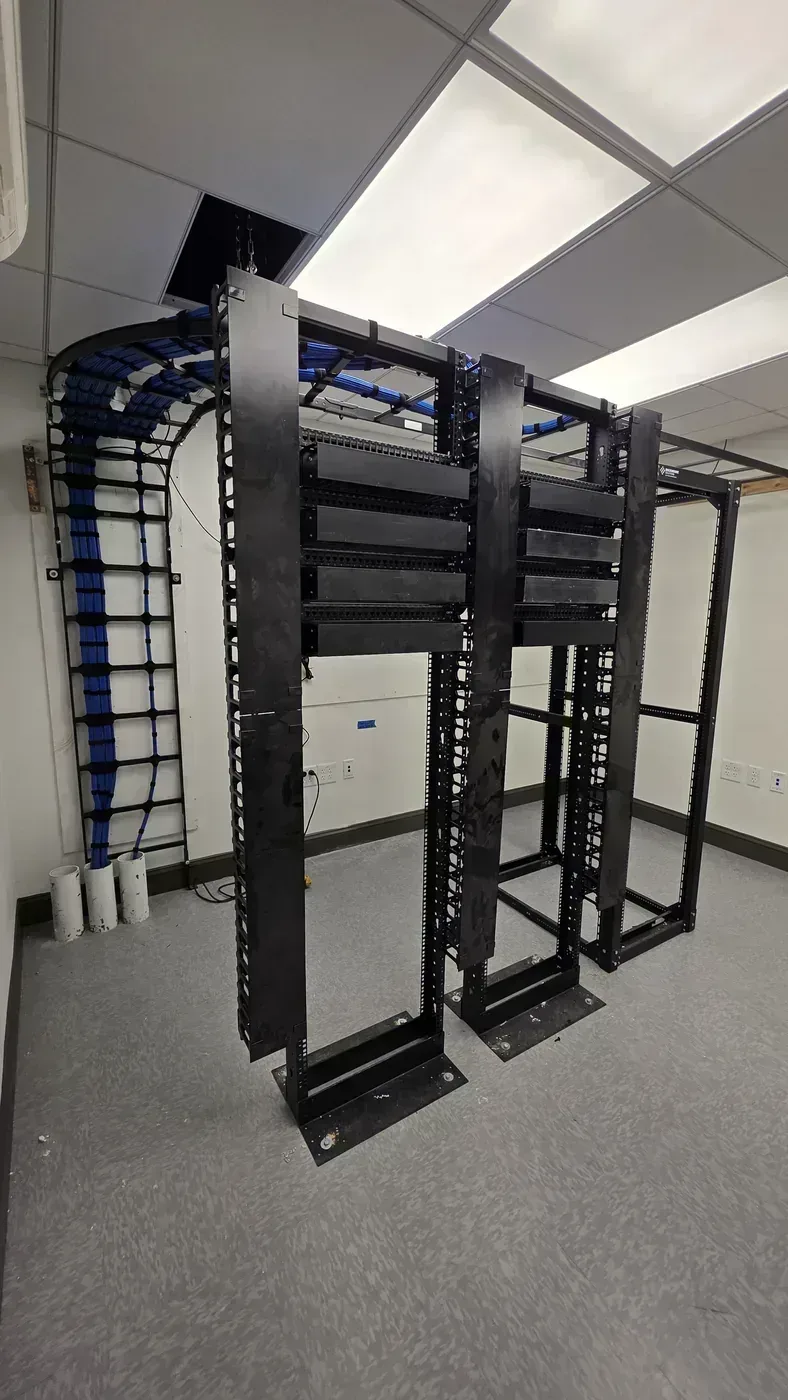 Cat6 cable prep and TDR server room buildout at aluminum manufacturer in Oldsmar
